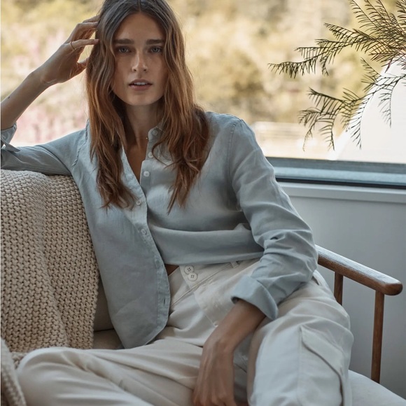 Quince Tops - Quince 100% European Linen Long Sleeve Shirt mist NWT Medium